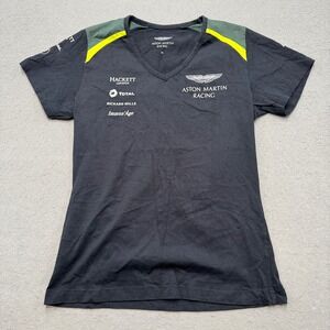 Aston Martin Racing T-Shirt Men's Medium Black Hackett London V-Neck Motorsport
